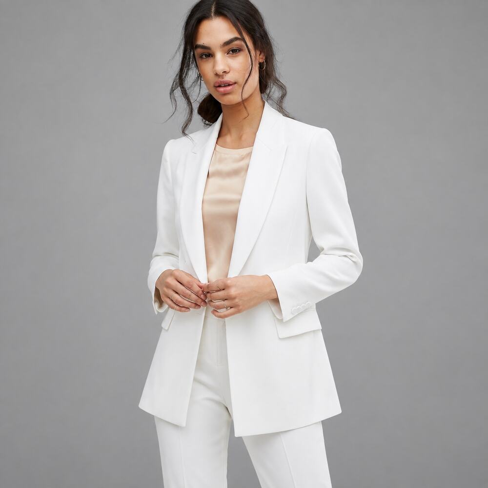 REISS Women's Rox Tailred Tux Jacket blazer off-white size 2
